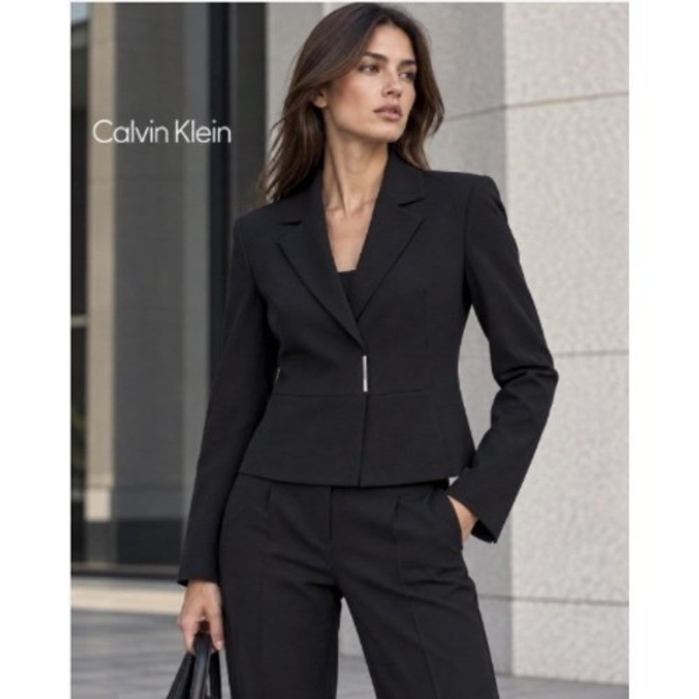 Calvin Klein Black Tailored Blazer 12 Minimalist Power Suit Jacket